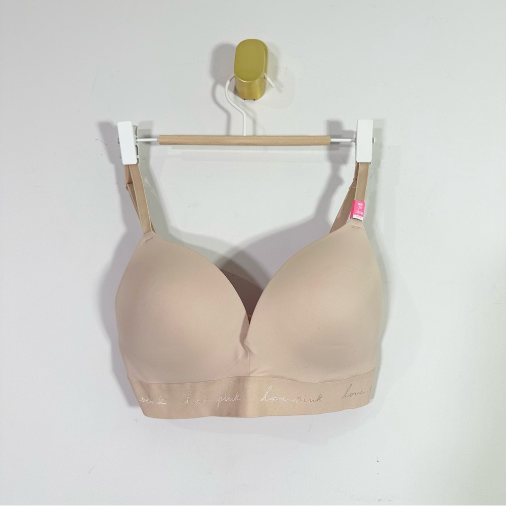 Pink Victoria Secret NWT Light Nude Wireless Pushup Bra 32DD